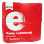 Папір туалетний Extra целюлозний 2-шаровий 4шт/уп.