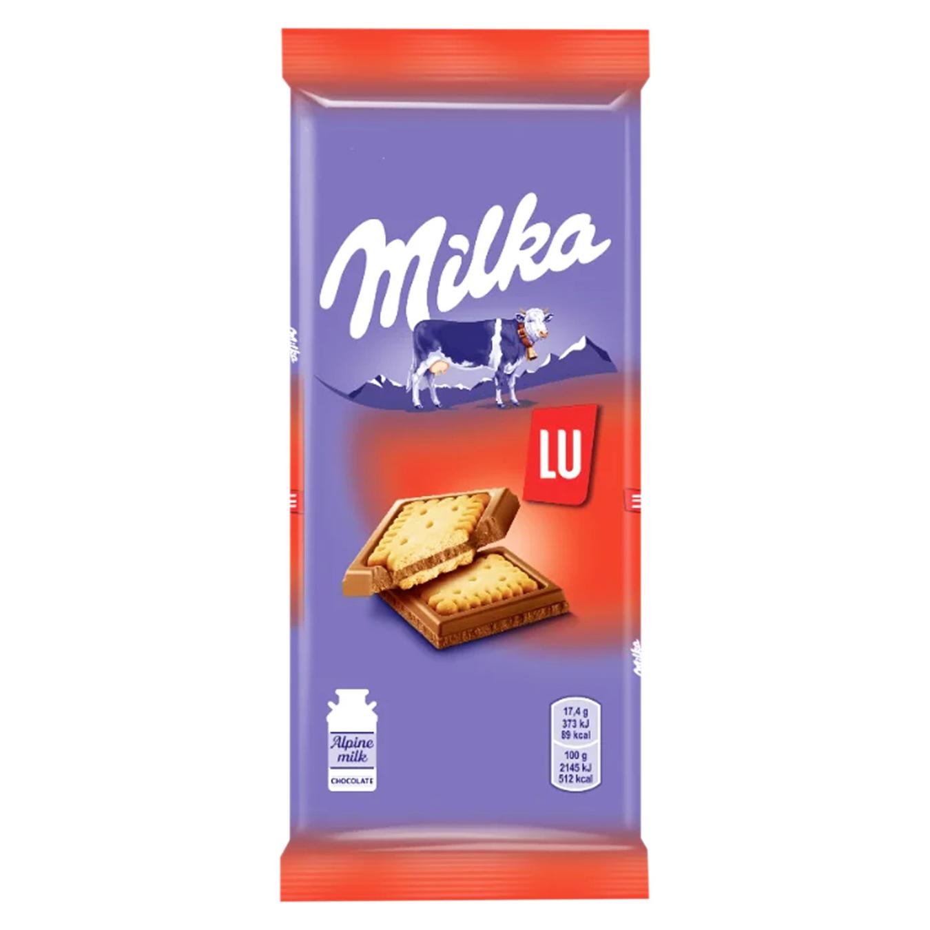 Шоколад Milka молочний з бісквітним печивом  87г.