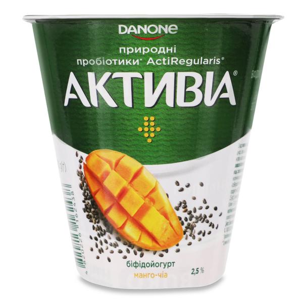 Біфідойогурт Активіа манго-чіа 2,5% 260г.