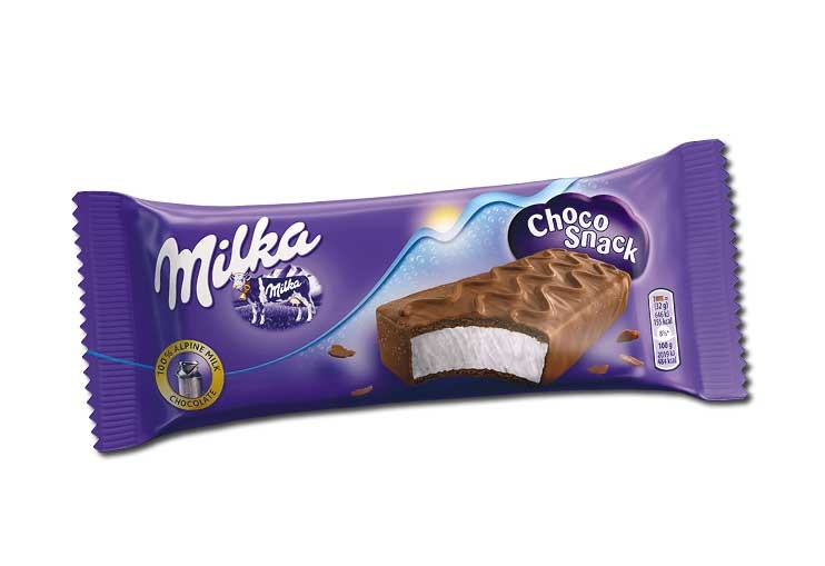 Тістечко Milka Choco Snack бісквітне з кремом в молочному шоколаді 32г.