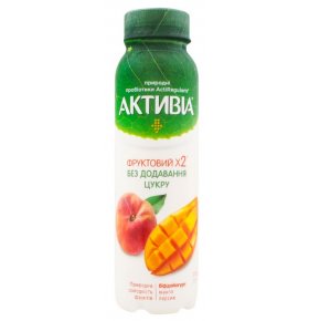 Біфідойогурт Активіа манго-персик безлактозний 1,2% 270г.