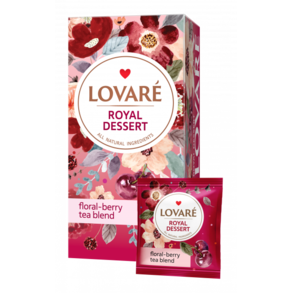Чай Lovare ROYAL DESSERT суміш каркаде з фруктами, ягодами та квітами 24х1.5 г.